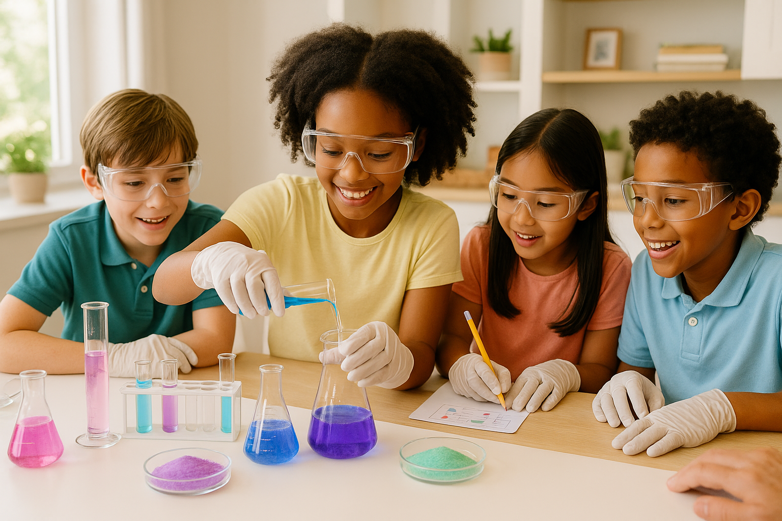 Children discovering the joy of chemistry with GlowChem